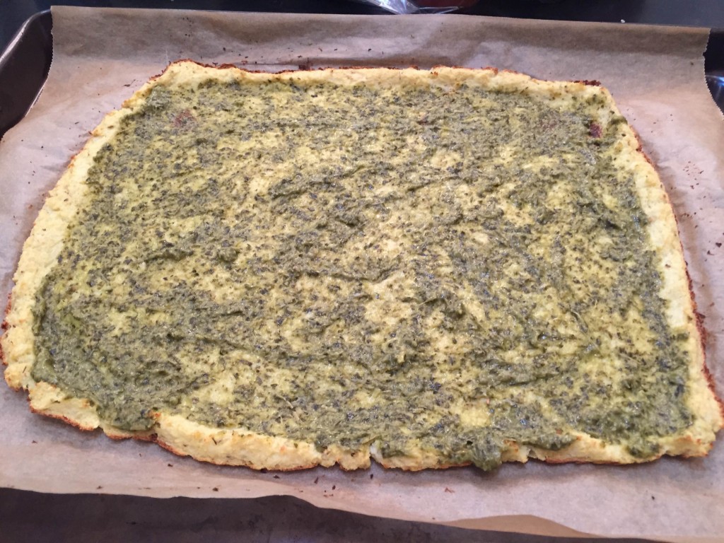 Pesto on crust